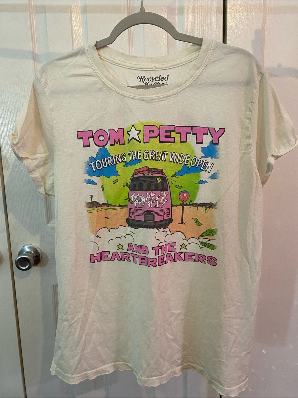 Recycled Karma Tom Petty & The Heartbreakers Graphic Tee - White with Pink Print